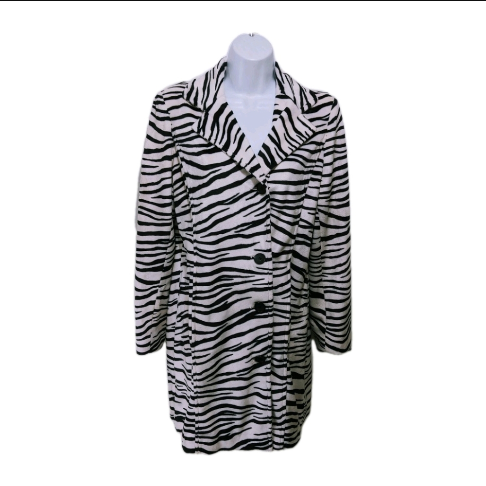 John Caruana Vintage Zebra Felt Trench Coat S Oversized Glamour #2300